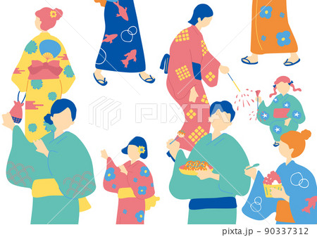 夏祭りを楽しむ人達 90337312