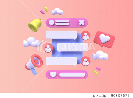 Speech bubble with social media concept illustration Landing page template business idea background Speech bubble with social media concept illustration Landing page template business idea background 90337675