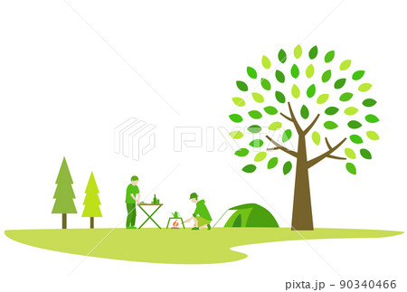 キャンプをしている人々の風景　背景素材 90340466