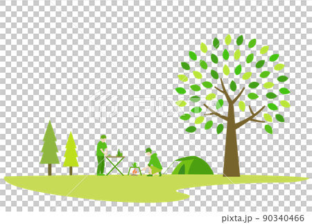 キャンプをしている人々の風景　背景素材 90340466