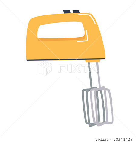 Handheld household mixer for whipping cream or kneading dough in the kitchen. Home kitchen equipment. Flat vector illustration. Eps10 90341425