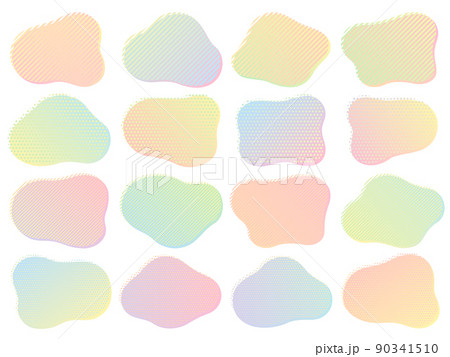 抽象的な形のドットとストライプ柄のカラフルなフレームセット 90341510