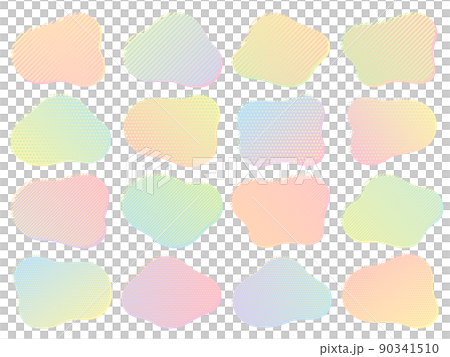 抽象的な形のドットとストライプ柄のカラフルなフレームセット 90341510