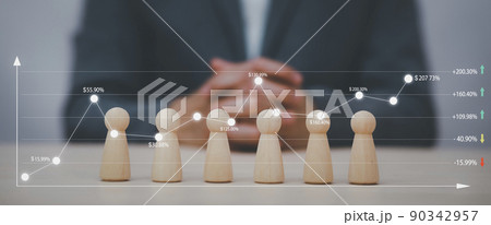 Man hand touch wooden Human resources officer looking for leader and CEO concept, Leader leave his comfort zone and get out of the crowd. Personal development, motivation and challenge. Man hand touch wooden Human resources officer looking for leader and CEO concept, Leader leave his comfort zone and get out of the crowd. Personal development, motivation and challenge. 90342957