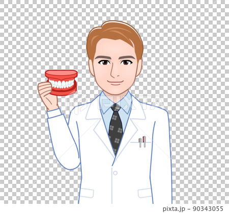 白衣を着た茶色い髪の男性 90343055