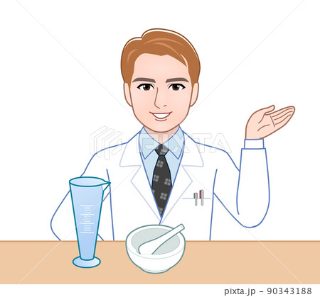 白衣を着た茶色い髪の男性 90343188