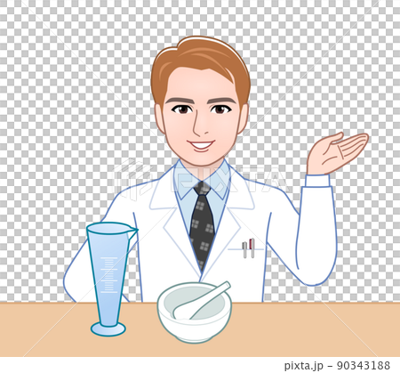 白衣を着た茶色い髪の男性 90343188
