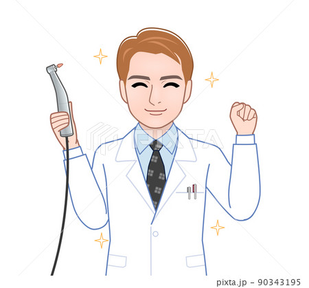 白衣を着た茶色い髪の男性 90343195