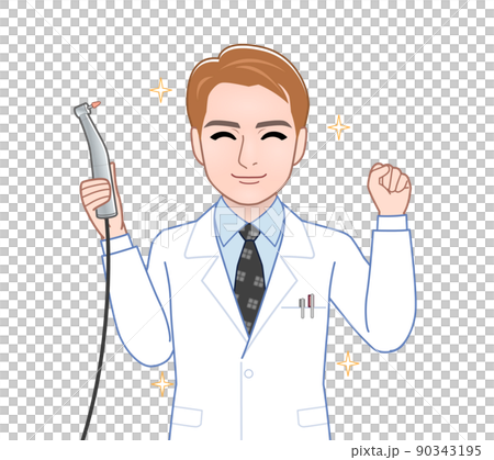 白衣を着た茶色い髪の男性 90343195