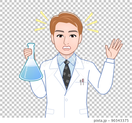 實驗室外套的棕色頭髮的人 90343375