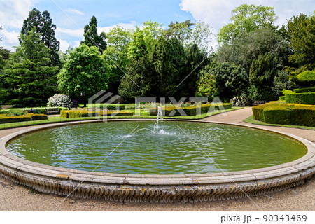Garden and Fountain inside of the Warwick Castle - England Garden and Fountain inside of the Warwick Castle - England 90343469