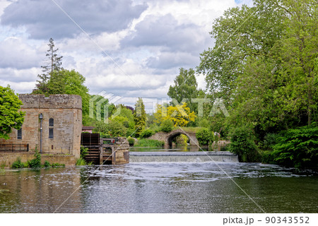 Remains of medieval Old Castle Bridge - Warwick Castle in Warwickshire - England Remains of medieval Old Castle Bridge - Warwick Castle in Warwickshire - England 90343552