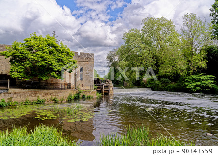 River Avon and Garden inside of the Warwick Castle grounds - England River Avon and Garden inside of the Warwick Castle grounds - England 90343559