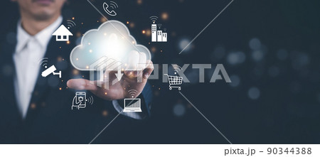 Man touching connect to data information on the Cloud Computing Technology Internet Storage Network Concept And a large database big data Through internet technology, Cloud sharing download and upload Man touching connect to data information on the Cloud Computing Technology Internet Storage Network Concept And a large database big data Through internet technology, Cloud sharing download and upload 90344388