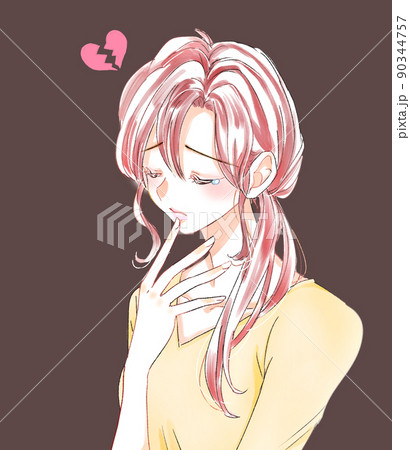 失恋して泣く女性のイラスト素材