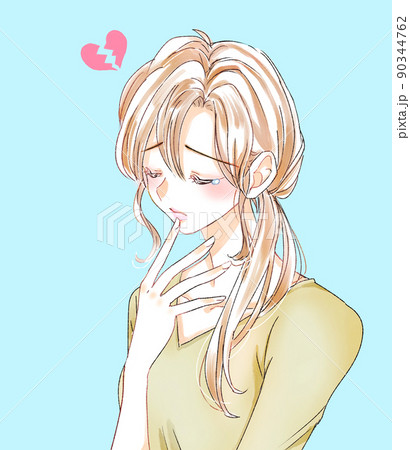 失恋して泣く女性のイラスト素材