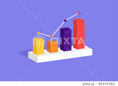 3D Stock trading graph. Growing strategy chart. Business concept design with colorful. Vector illustration 90345062