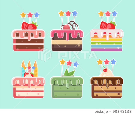 Birthday Cake collection, Delicious Cakes set, vector icon Birthday Cake collection, Delicious Cakes set, vector icon 90345138