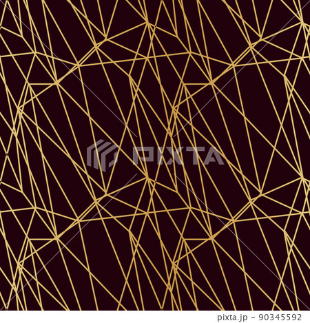 triangles mosaic of thin golden lines on a dark luxury background seamless pattern for wrapping paper textile. 90345592