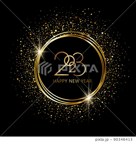 Happy new year 2023 Elegant golden text. Minimalistic vector 90346413