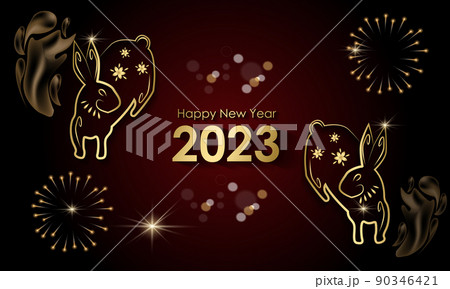 Happy new year 2023 Elegant golden text. Minimalistic vector 90346421