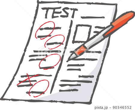 採点中のテストの答案 90346552