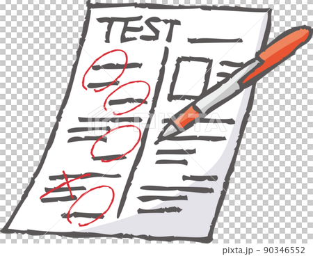 採点中のテストの答案 90346552