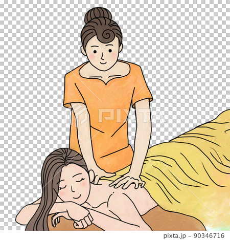 用淋巴背部按摩放鬆的女人 用淋巴背部按摩放鬆的女人 90346716