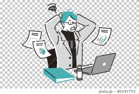 Person Creator man holding his head at work Person Creator man holding his head at work 90347755