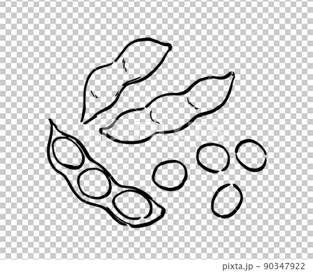 シンプルイラスト  線画　枝豆 90347922