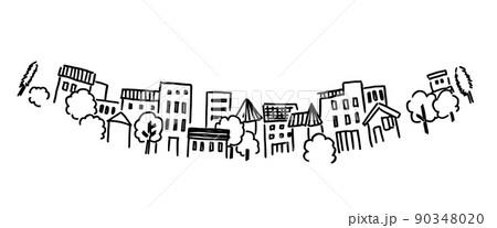 シンプルイラスト 線画 街並み シンプルイラスト 線画 街並み 90348020