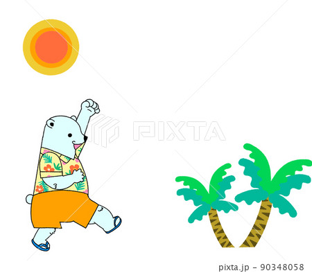 ガッツポーズのアロハシャツシロクマのフレーム ガッツポーズのアロハシャツシロクマのフレーム 90348058