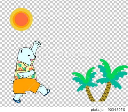 ガッツポーズのアロハシャツシロクマのフレーム ガッツポーズのアロハシャツシロクマのフレーム 90348058