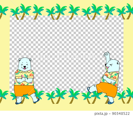 ガッツポーズのアロハシャツシロクマのフレーム 90348522