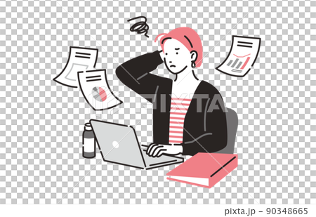人物 仕事で頭を抱えるクリエイターの女性 90348665