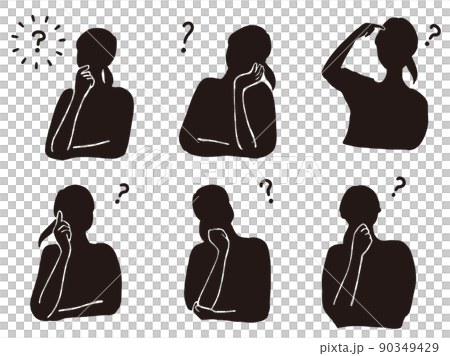 充滿疑惑的剪影女人黑色手勢圖 90349429
