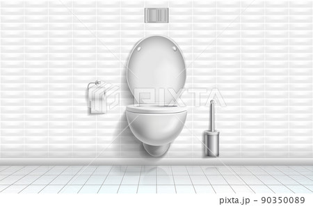 Modern toilet room interior, 3d realistic vector illustration 90350089