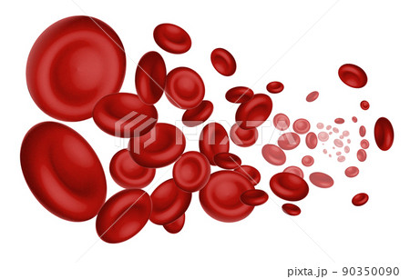 Flowing Red Blood Cells on white background, 3D realistic vector illustration 90350090