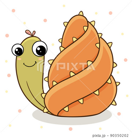 A Snail In The Shell Slug Cute Cartoon Snail のイラスト素材