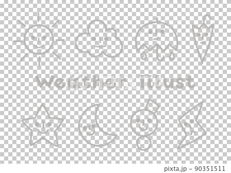 Hand-drawn illustration set of loose line drawings of the weather Hand-drawn illustration set of loose line drawings of the weather 90351511