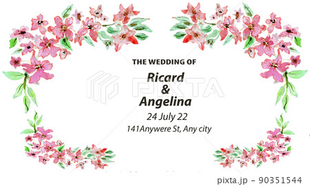 Wedding card with abstract pattern . Painted by hand in watercolor 90351544