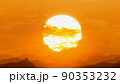 Red orange sunset over the mountains, hot weather, heat distortion 90353232
