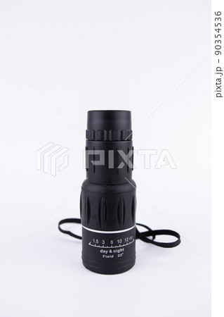 black monocular for observation on a white background black monocular for observation on a white background 90354536