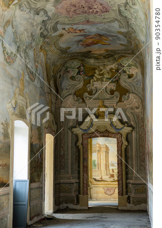long corridor with arches in an old house in europe long corridor with arches in an old house in europe 90354780
