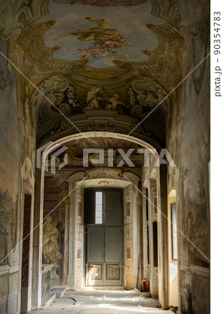 long corridor with arches in an old house in europe long corridor with arches in an old house in europe 90354783