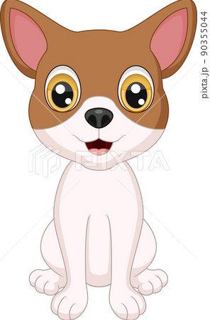Cute little dog cartoon sitting 90355044