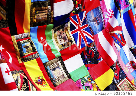 World flags, little flags of different countries. 90355465