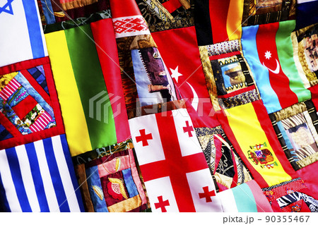 World flags, little flags of different countries. 90355467