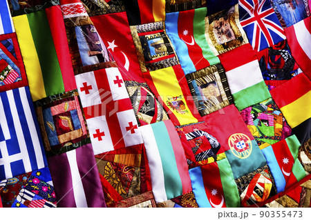 World flags, little flags of different countries. 90355473