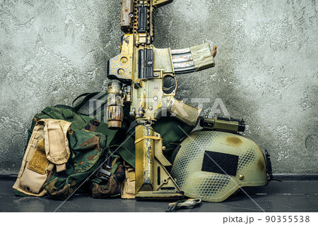 Modern weapon series. US Army assault rifle, close up. 90355538